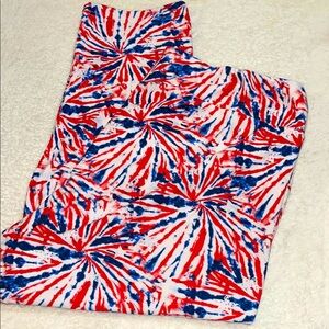 Time and Tru Red and Blue Tie-Dye Patterned Leggings